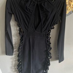 Black open side dress with key hole front